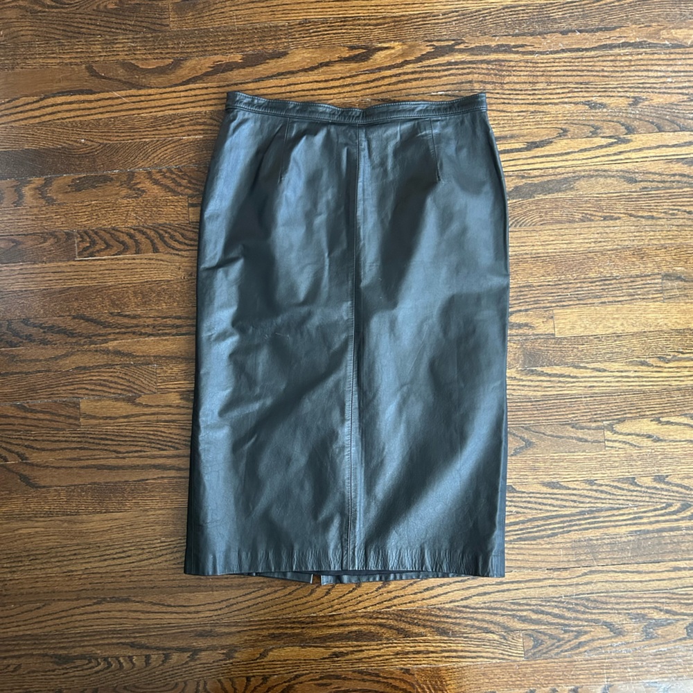 Thrifted Leather Midi Skirt